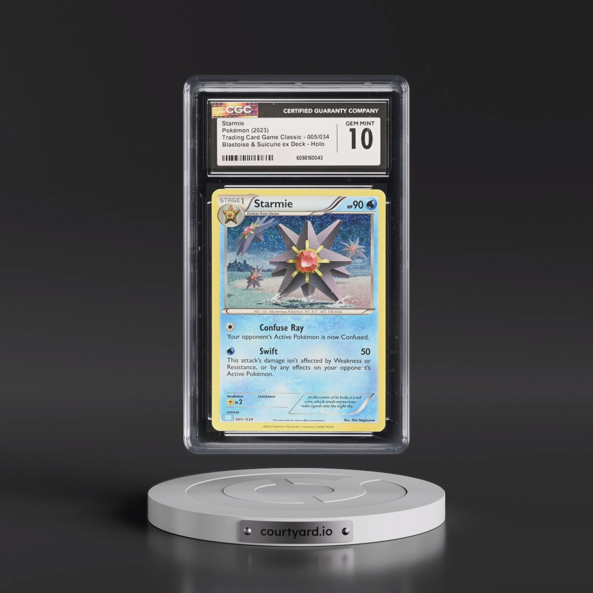2023 Trading Card Game Classic - CLV, CLC, CLB #005/034 Starmie - Blastoise & Suicune ex Deck - CLB Holo (CGC 10 GEM MINT)