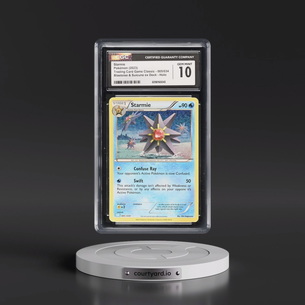 2023 Trading Card Game Classic - CLV, CLC, CLB #005/034 Starmie - Blastoise & Suicune ex Deck - CLB Holo (CGC 10 GEM MINT)