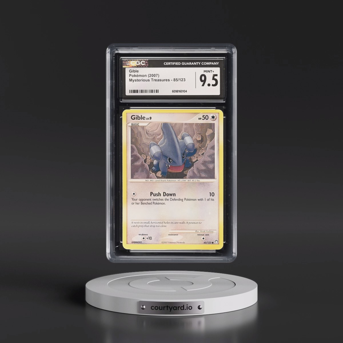 2007 Mysterious Treasures #85/123 Gible (CGC 9.5 MINT+)