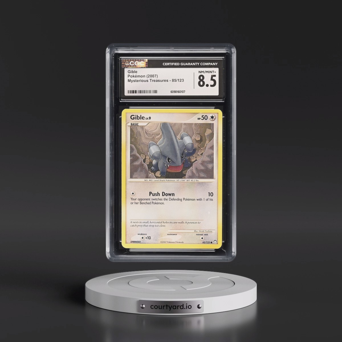 2007 Mysterious Treasures #85/123 Gible (CGC 8.5 NM-MT+)