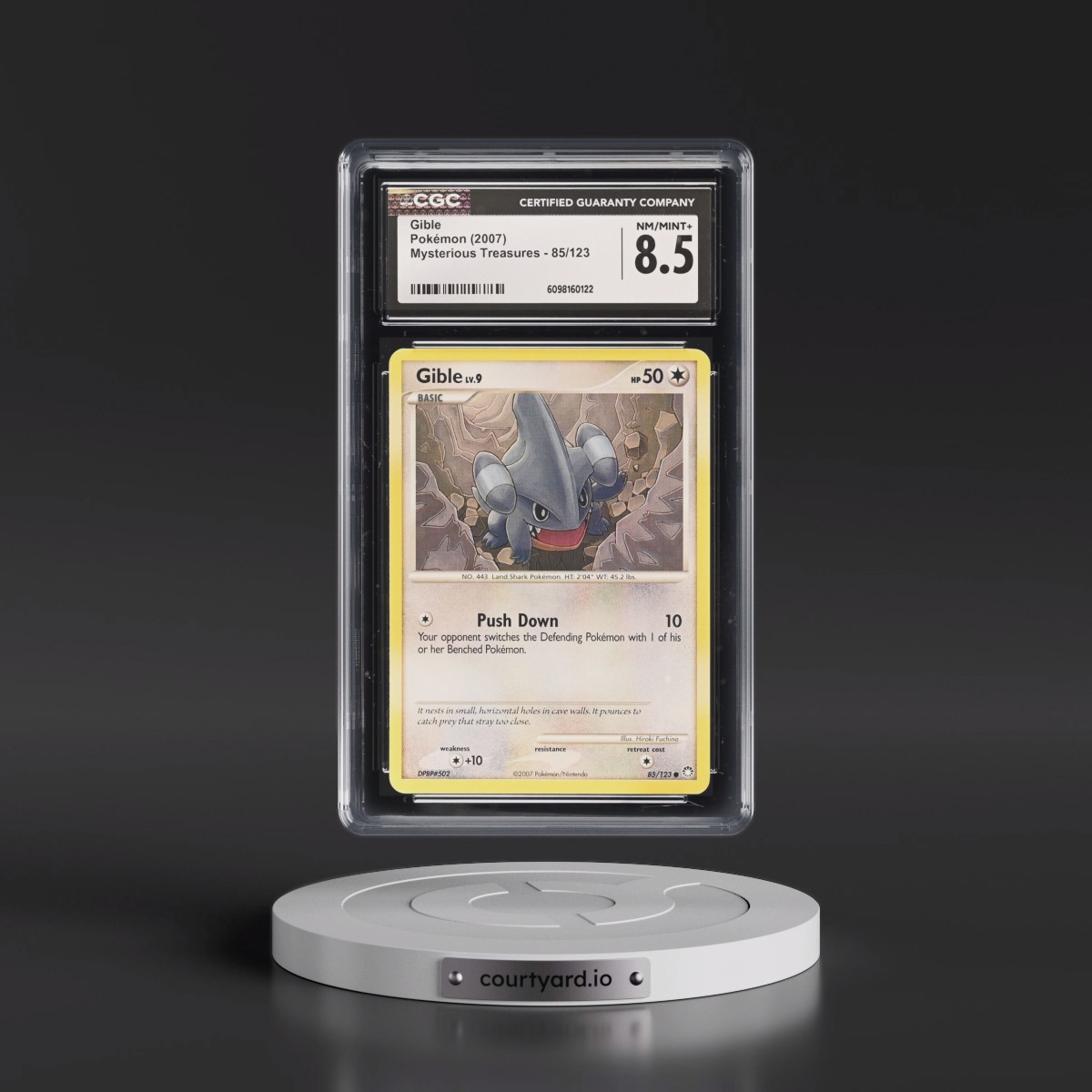 2007 Mysterious Treasures #85/123 Gible (CGC 8.5 NM-MT+)