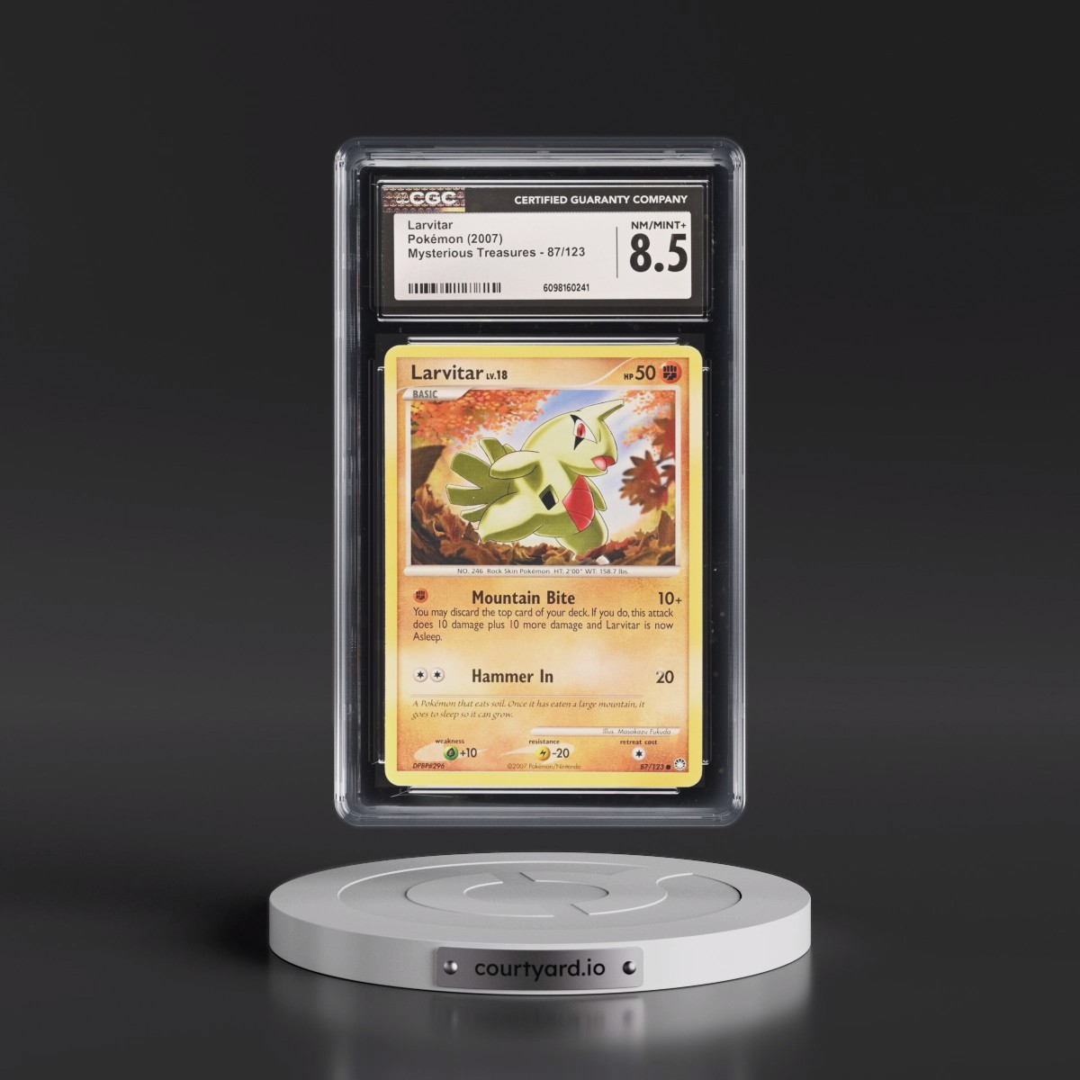 2007 Mysterious Treasures #87/123 Larvitar (CGC 8.5 NM-MT+)