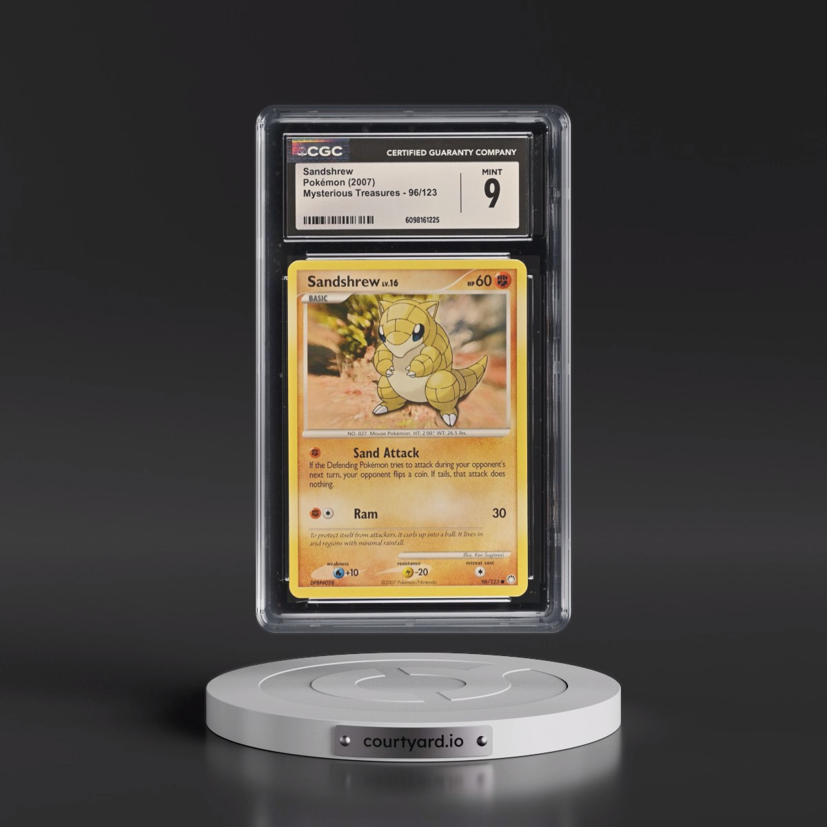 2007 Mysterious Treasures #96/123 Sandshrew (CGC 9 MINT)