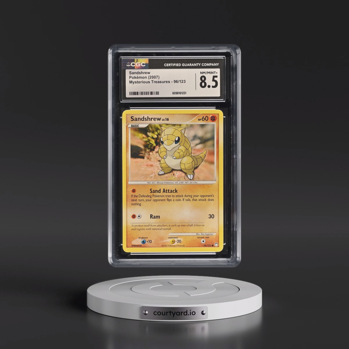 2007 Mysterious Treasures #96/123 Sandshrew (CGC 8.5 NM-MT+)