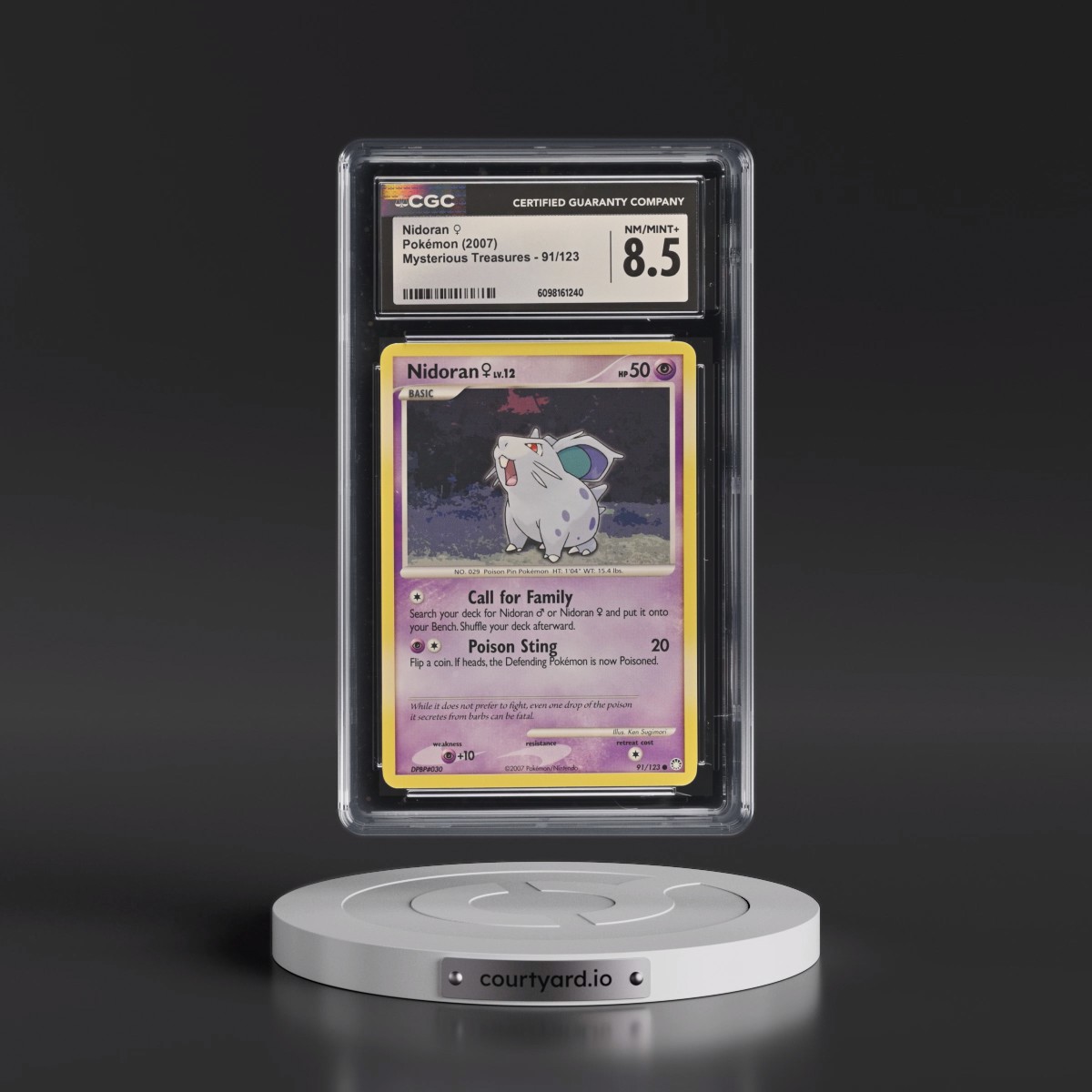 2007 Mysterious Treasures #91/123 Nidoran â?? (CGC 8.5 NM-MT+)