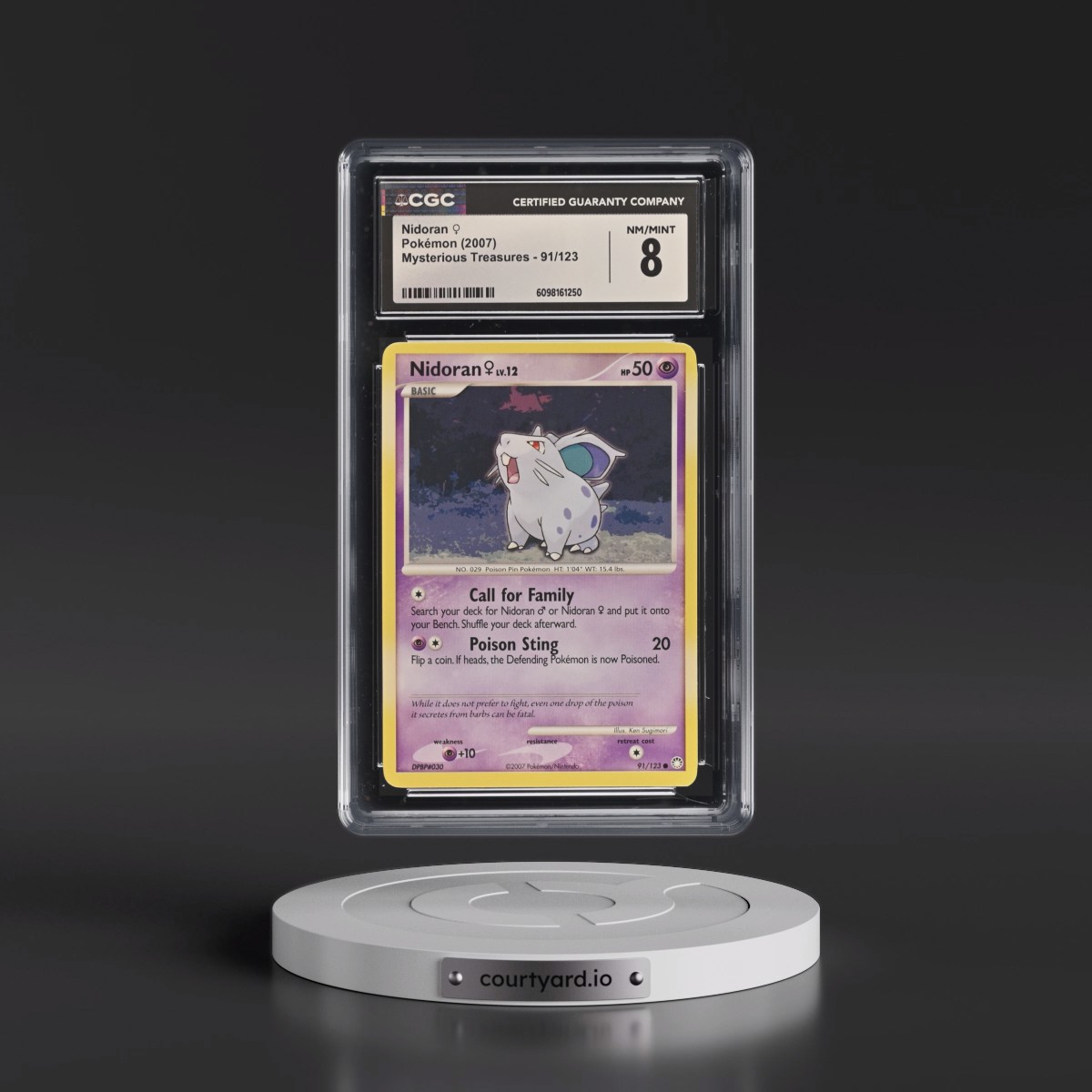 2007 Mysterious Treasures #91/123 Nidoran â?? (CGC 8 NM-MT)