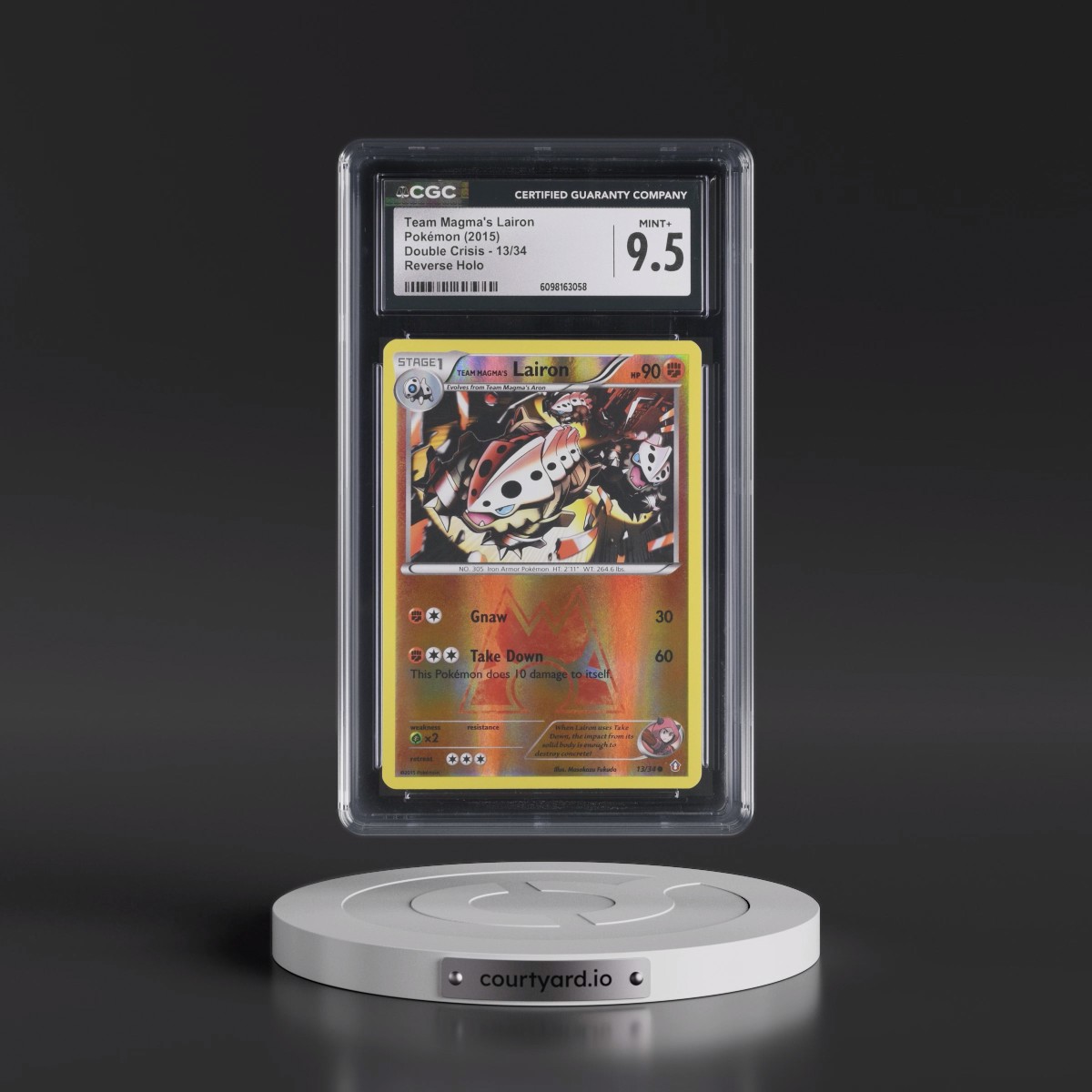 2015 Double Crisis #13/34 Team Magma's Lairon - Reverse Holo (CGC 9.5 MINT+)
