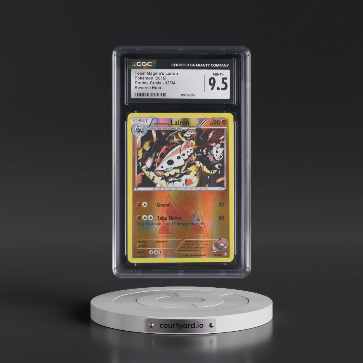 2015 Double Crisis #13/34 Team Magma's Lairon - Reverse Holo (CGC 9.5 MINT+)