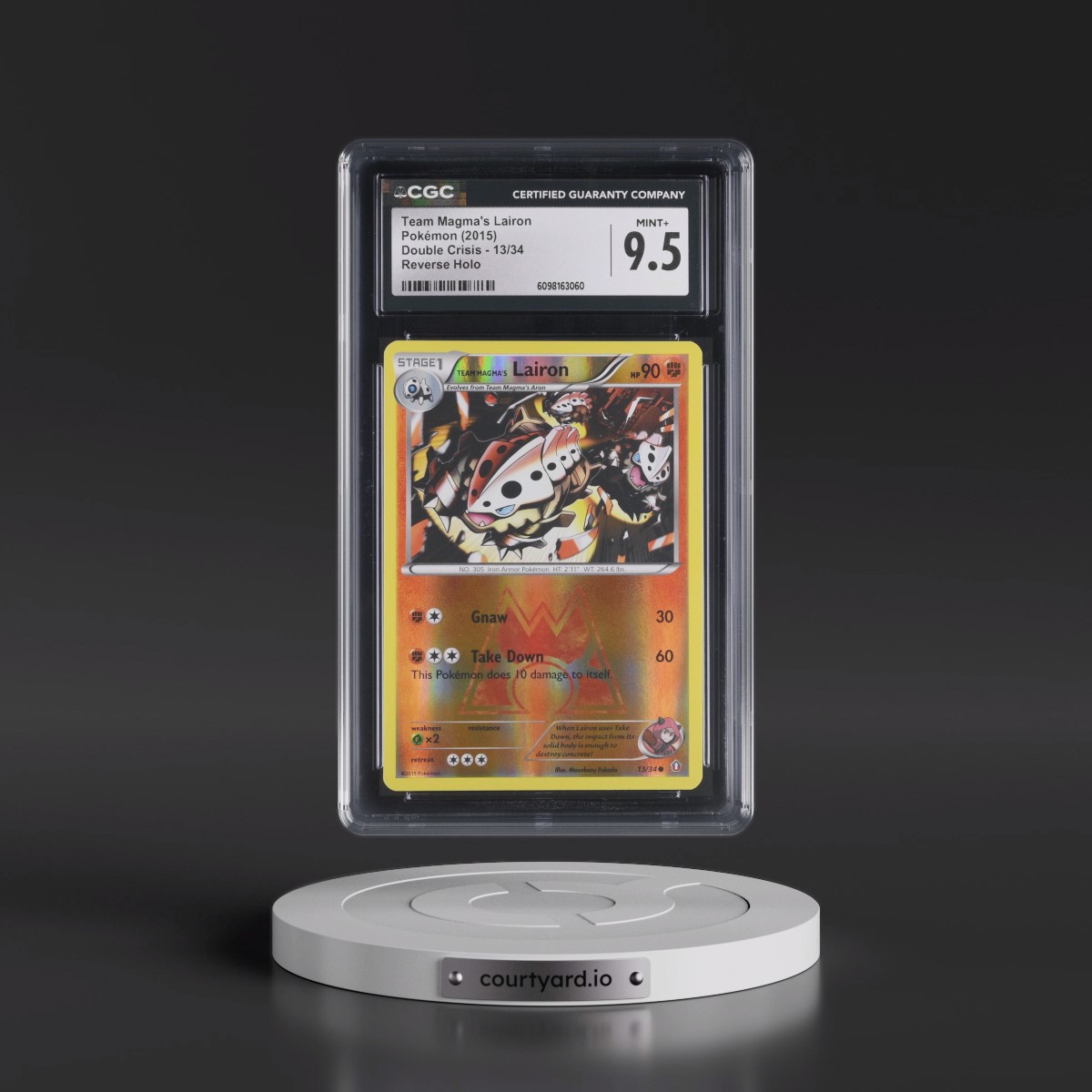 2015 Double Crisis #13/34 Team Magma's Lairon - Reverse Holo (CGC 9.5 MINT+)