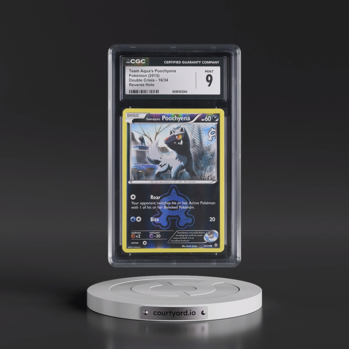 2015 Double Crisis #16/34 Team Aqua's Poochyena - Reverse Holo (CGC 9 MINT)