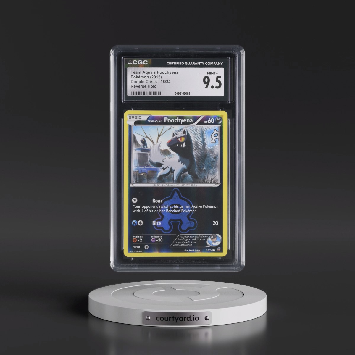 2015 Double Crisis #16/34 Team Aqua's Poochyena - Reverse Holo (CGC 9.5 MINT+)