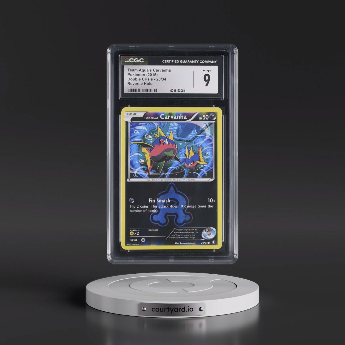 2015 Double Crisis #20/34 Team Aqua's Carvanha - Reverse Holo (CGC 9 MINT)