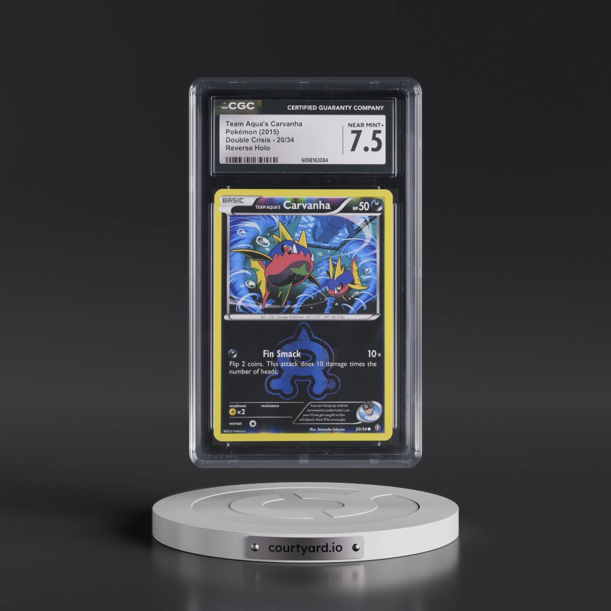 2015 Double Crisis #20/34 Team Aqua's Carvanha - Reverse Holo (CGC 7.5 NM+)