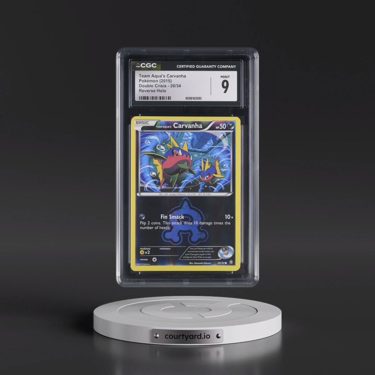 2015 Double Crisis #20/34 Team Aqua's Carvanha - Reverse Holo (CGC 9 MINT)