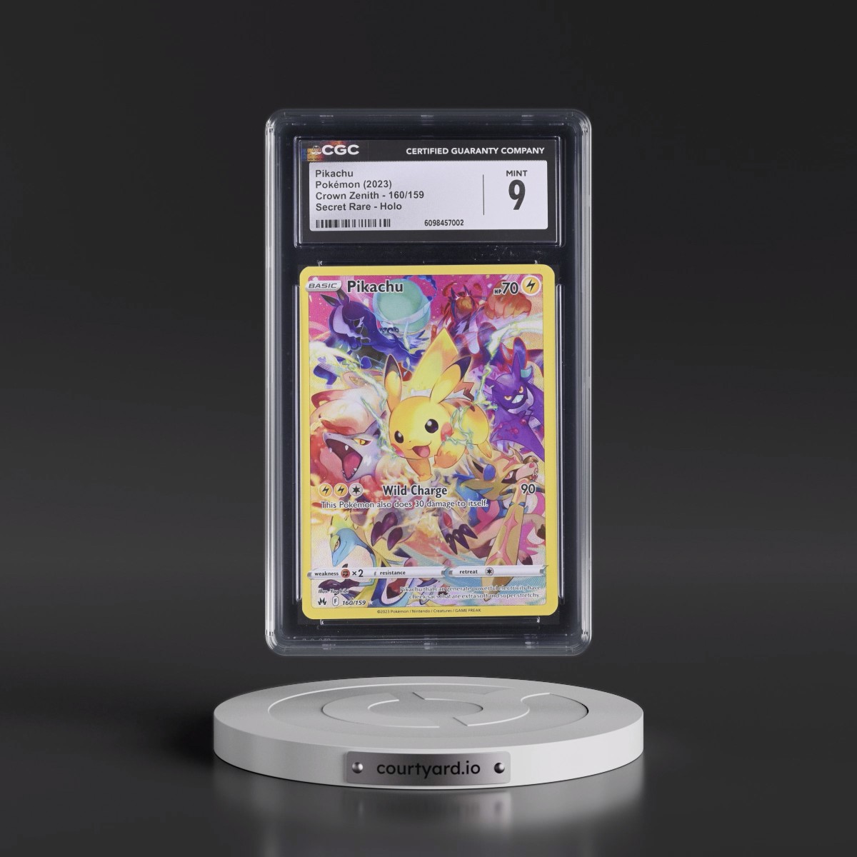 2023 Crown Zenith Pikachu - Secret Rare Holo #160/159 CGC 9
