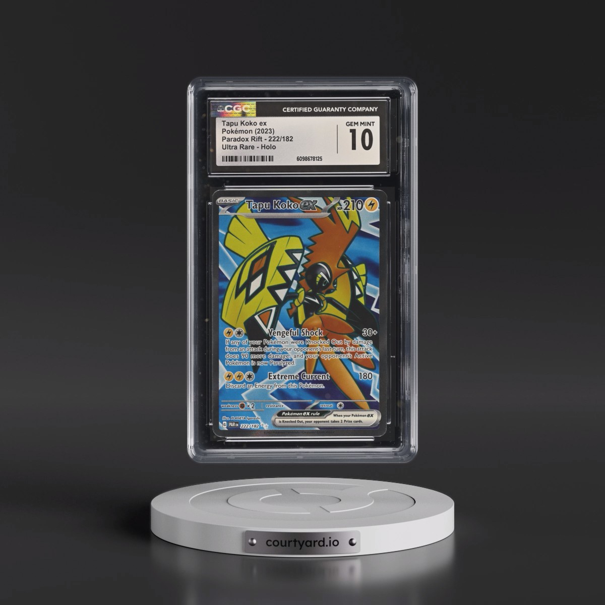 2023 Paradox Rift - PAR EN #222/182 Tapu Koko ex - Ultra Rare Holo (CGC 10 GEM MINT)