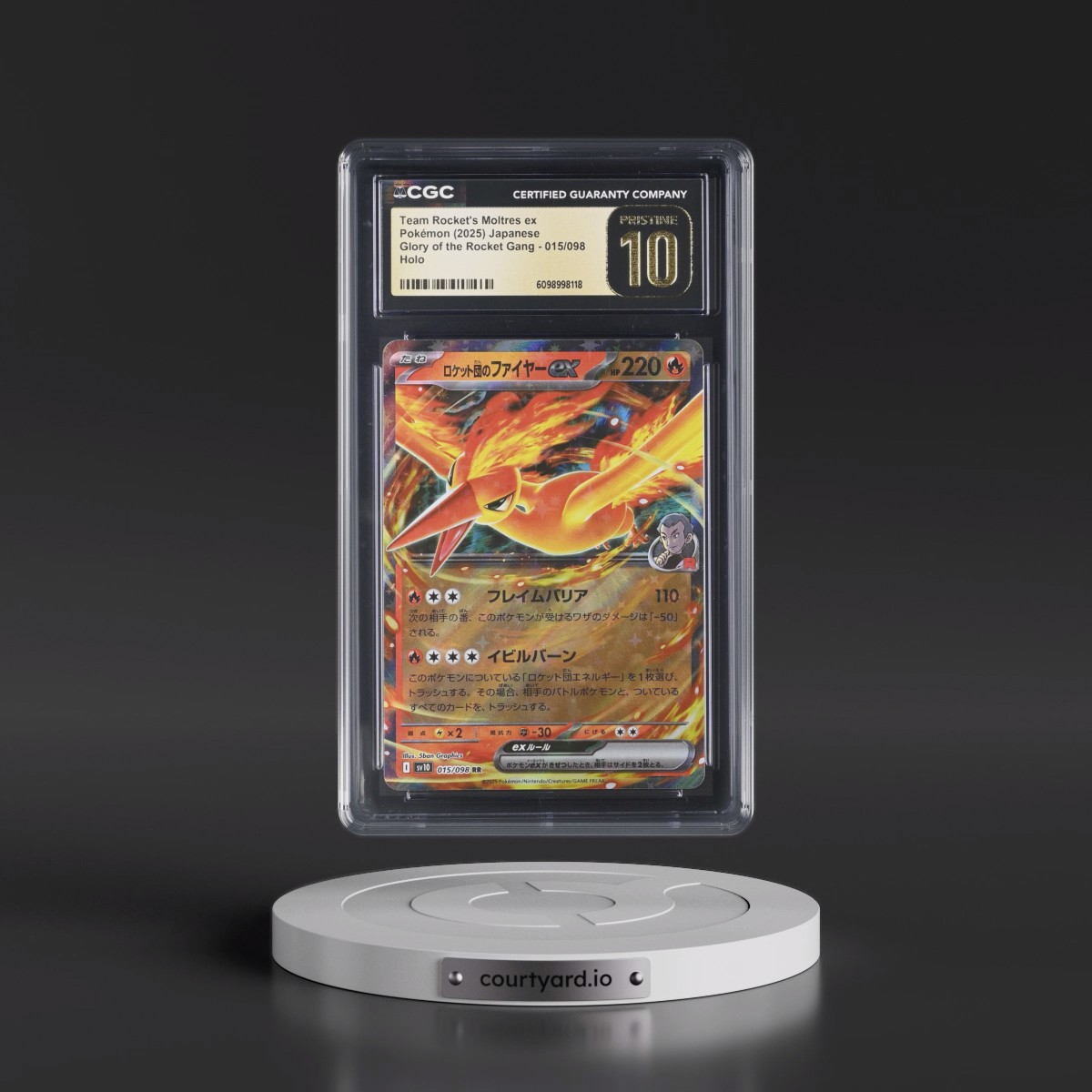 2025 Glory of the Rocket Gang - sv10 #015/098 Team Rocket's Moltres ex - Holo (CGC 10 PRISTINE)