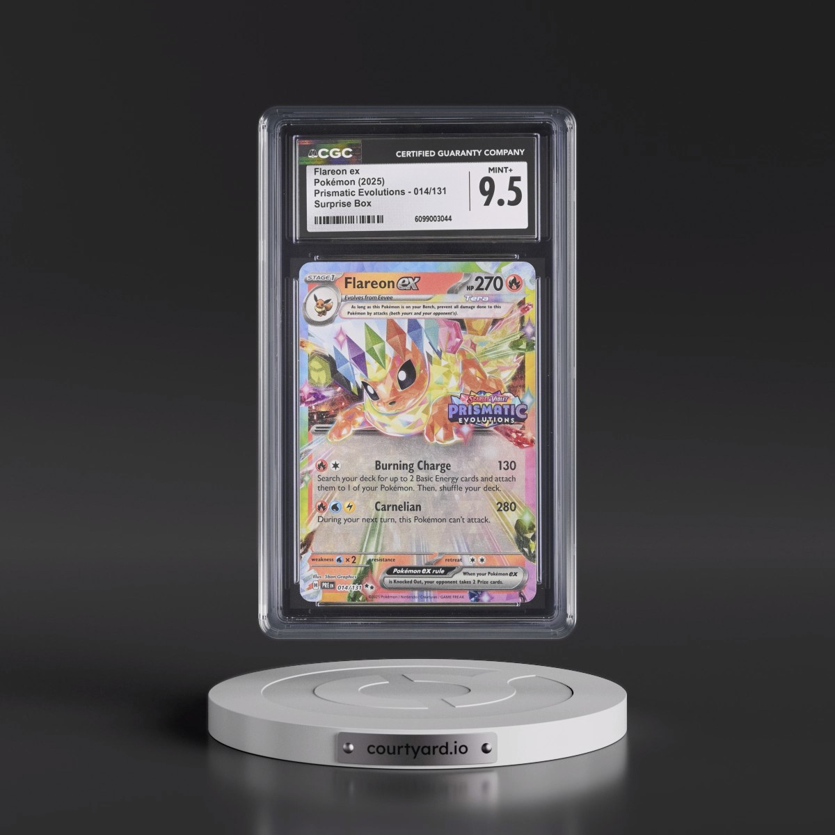 2025 Pokémon Pre EN-Prismatic Evolutions #014 Flareon EX - Holo Surprise Box Exclusive (CGC 9.5 MINT+)