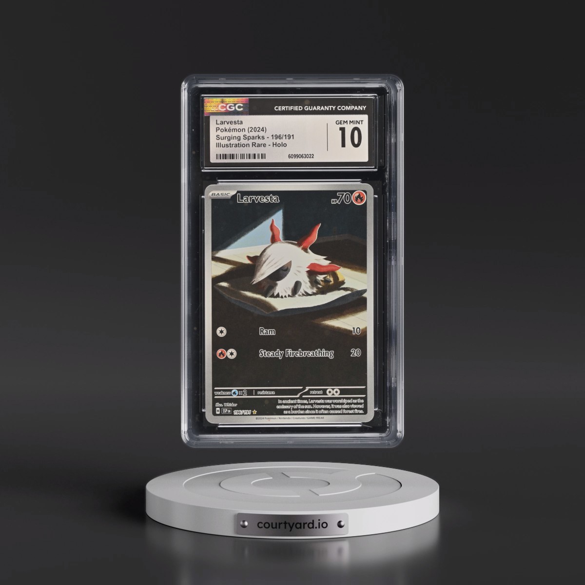 2024 Surging Sparks - SSP EN #196/191 Larvesta - Illustration Rare Holo (CGC 10 GEM MINT)