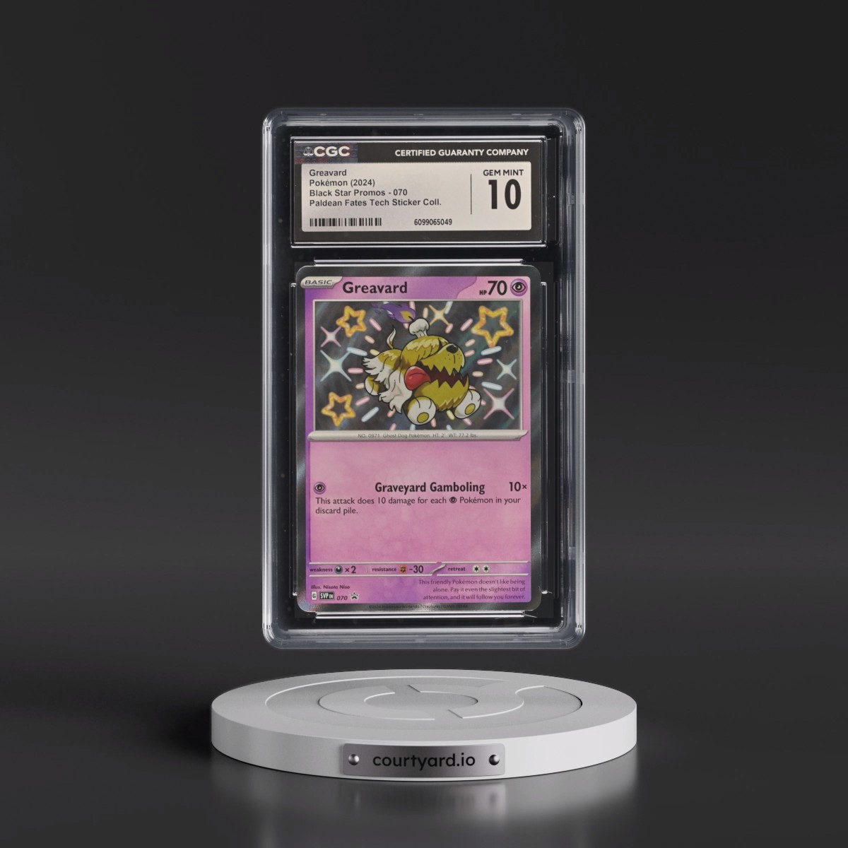 2023 Black Star Promos - Scarlet & Violet SVP EN #070 Greavard - Paldean Fates Tech Sticker Collection (CGC 10 GEM MINT)