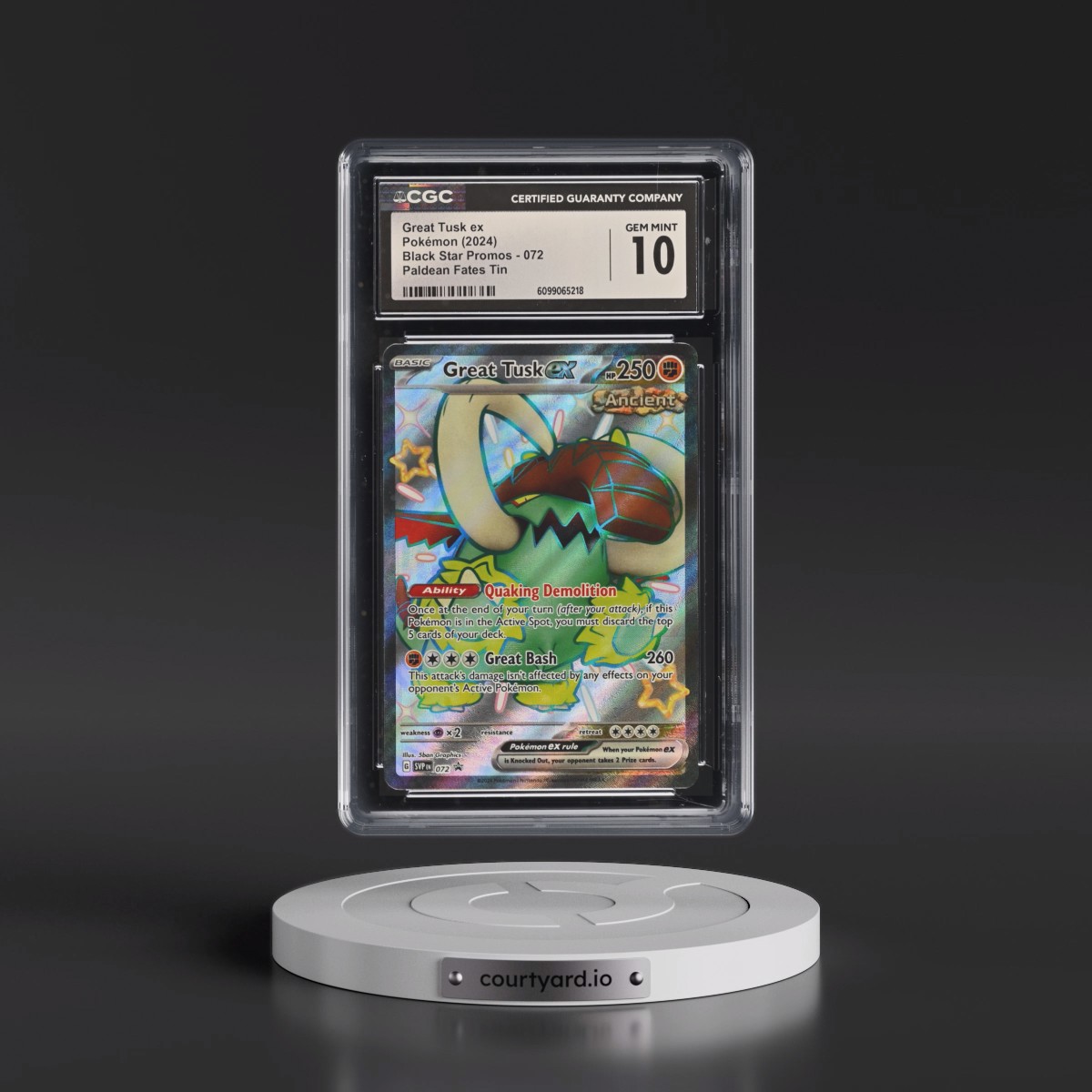 2023 Black Star Promos - Scarlet & Violet SVP EN #072 Great Tusk ex - Paldean Fates Tin (Holo) (CGC 10 GEM MINT)
