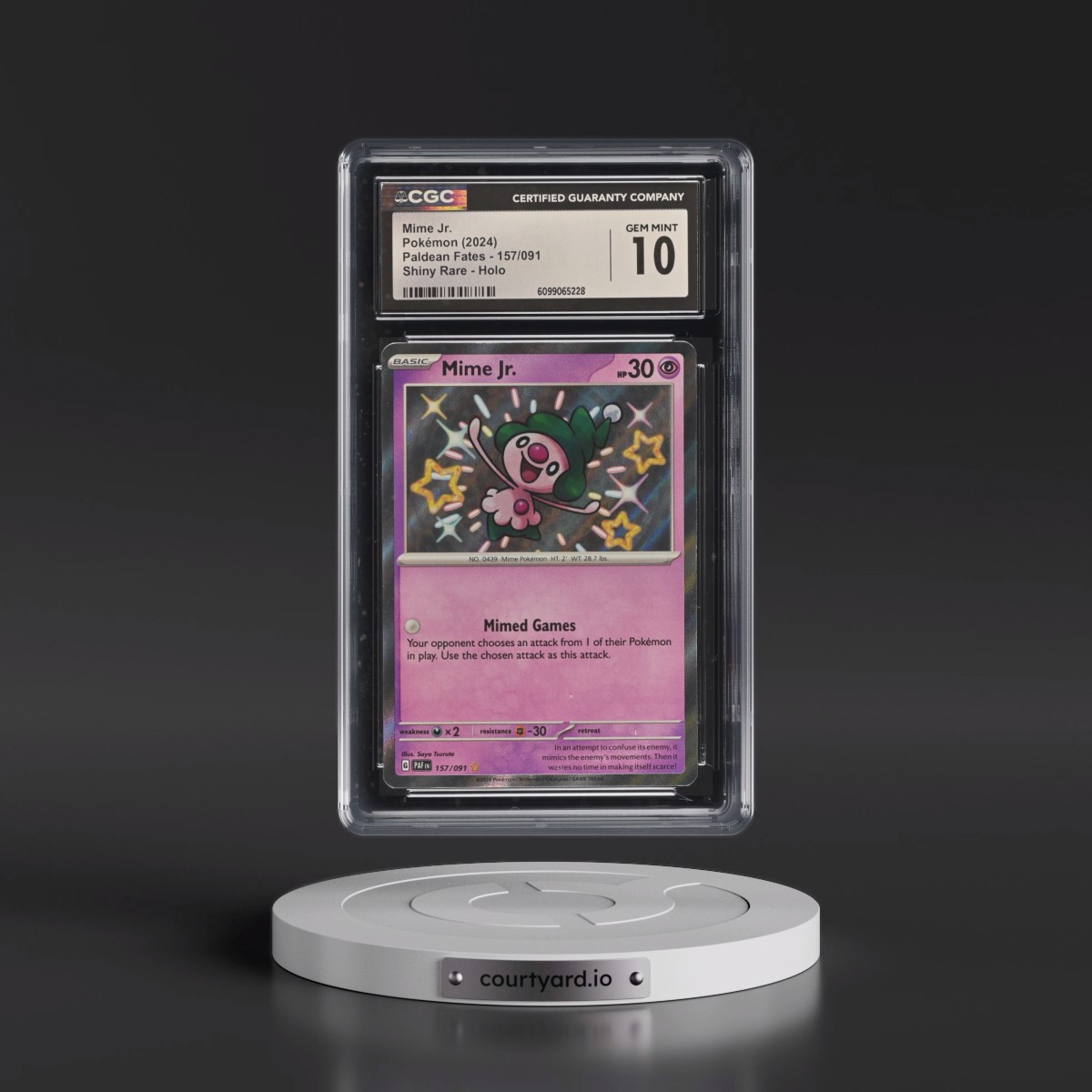 2024 Paldean Fates - PAF EN #157/091 Mime Jr. - Shiny Rare Holo (CGC 10 GEM MINT)