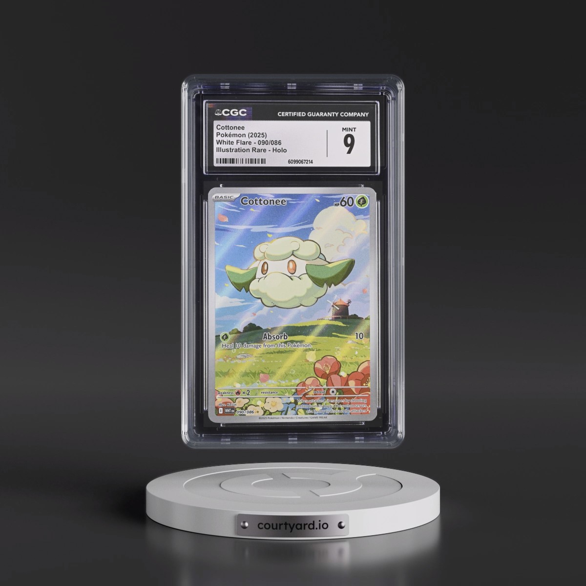 2025 White Flare - WHT EN #090/086 Cottonee - Illustration Rare Holo (CGC 9 MINT)