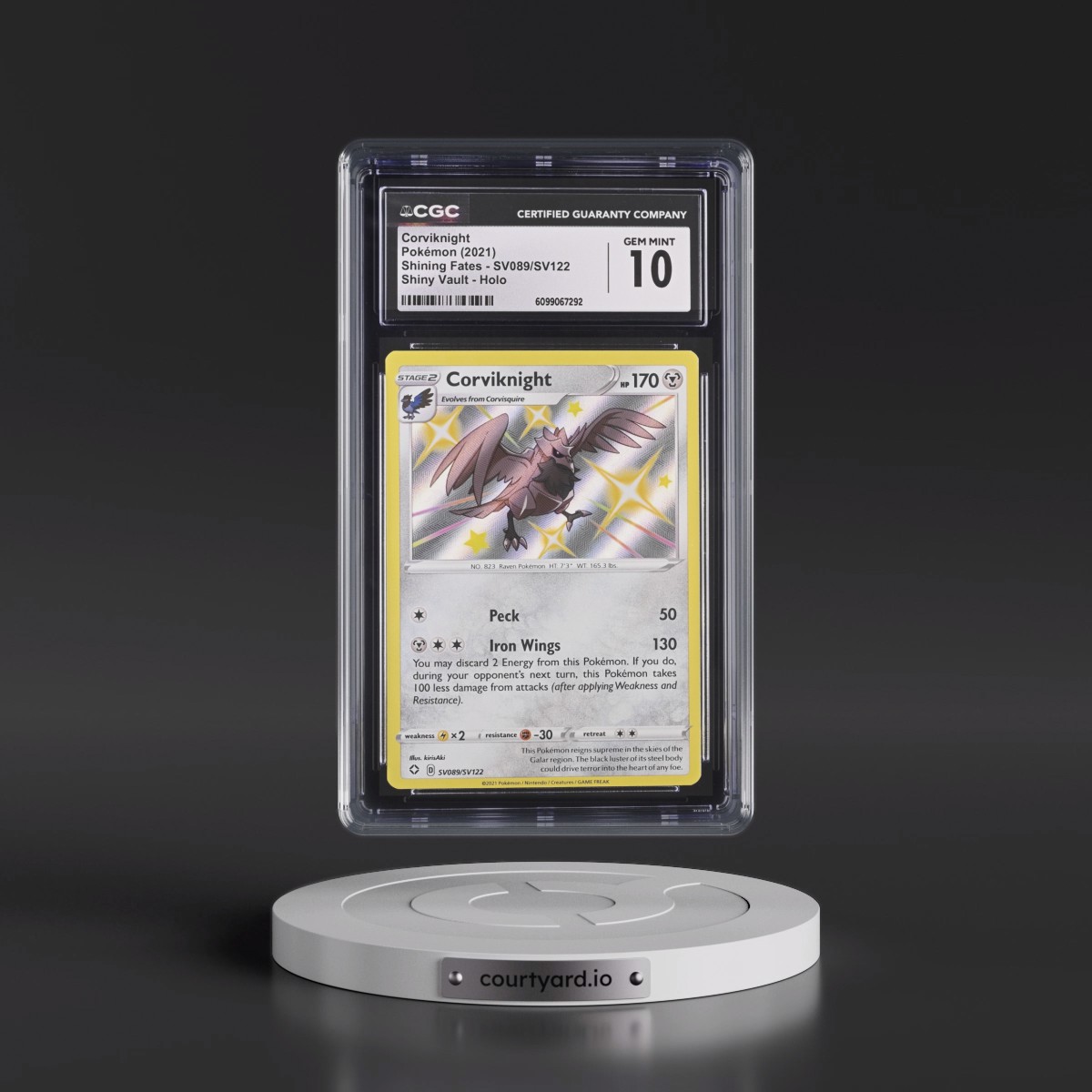 2021 Shining Fates Corviknight - Shiny Vault Holo #SV089/SV122 CGC 10