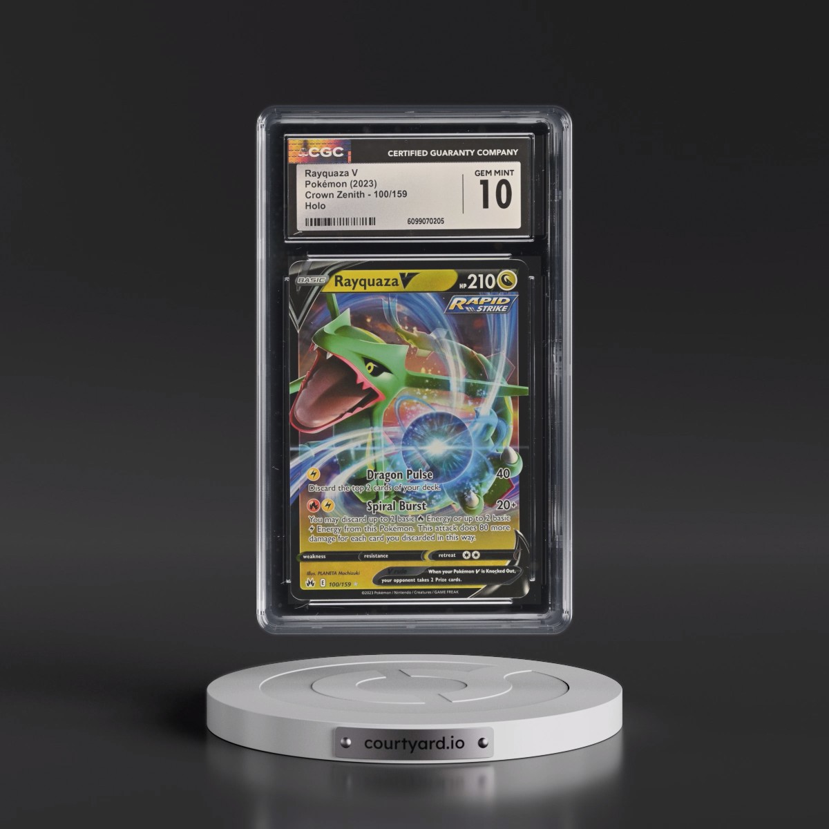 2023 Crown Zenith #100/159 Rayquaza V - Holo (CGC 10 GEM MINT)