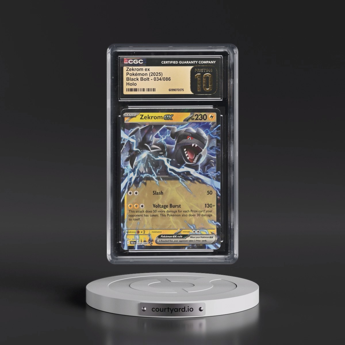 2025 Black Bolt - BLK EN #034/086 Zekrom ex - Holo (CGC 10 PRISTINE)