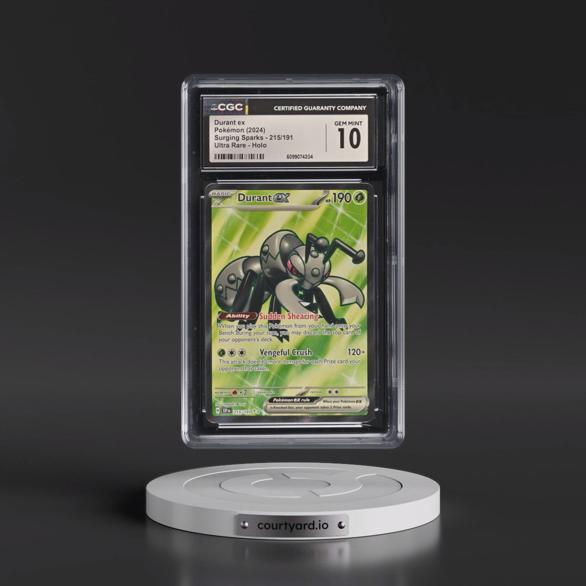 2024 Surging Sparks - SSP EN #215/191 Durant ex - Ultra Rare Holo (CGC 10 GEM MINT)