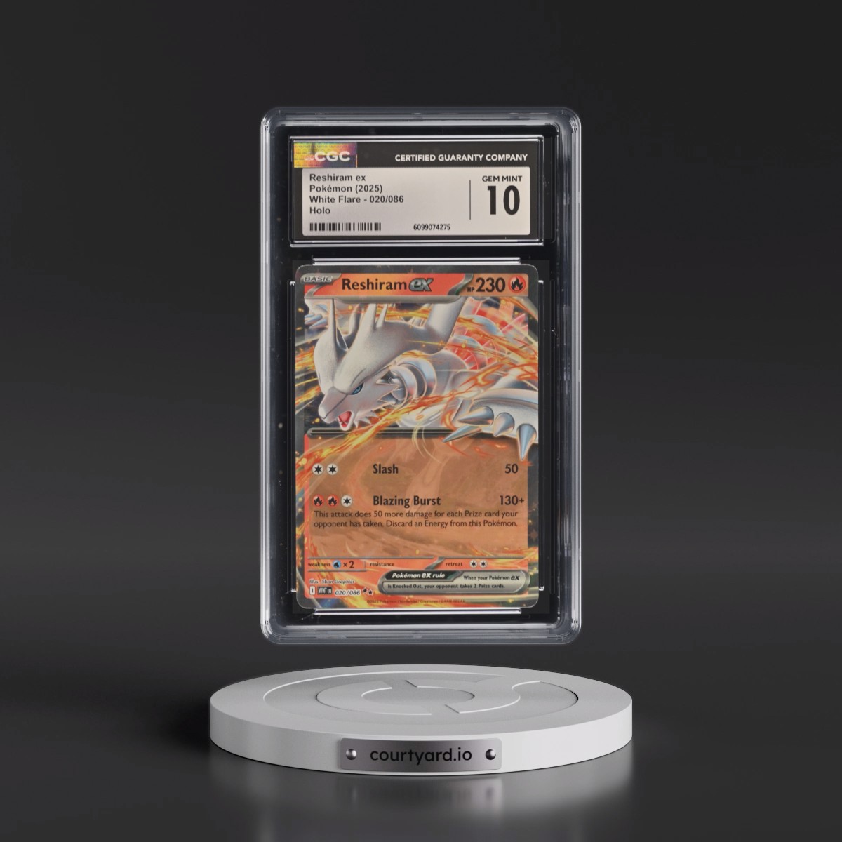2025 White Flare - WHT EN #020/086 Reshiram ex - Holo (CGC 10 GEM MINT)