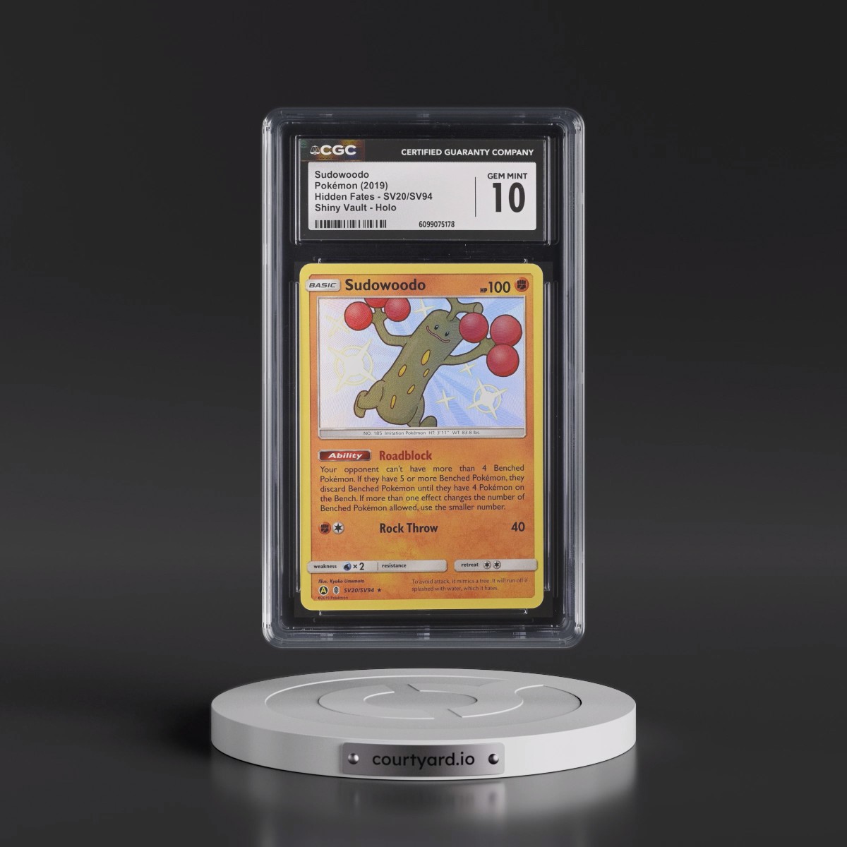 2019 Hidden Fates #SV20/SV94 Sudowoodo - Shiny Vault Holo (CGC 10 GEM MINT)