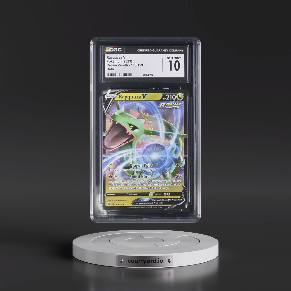 2023 Crown Zenith #100/159 Rayquaza V - Holo (CGC 10 GEM MINT)