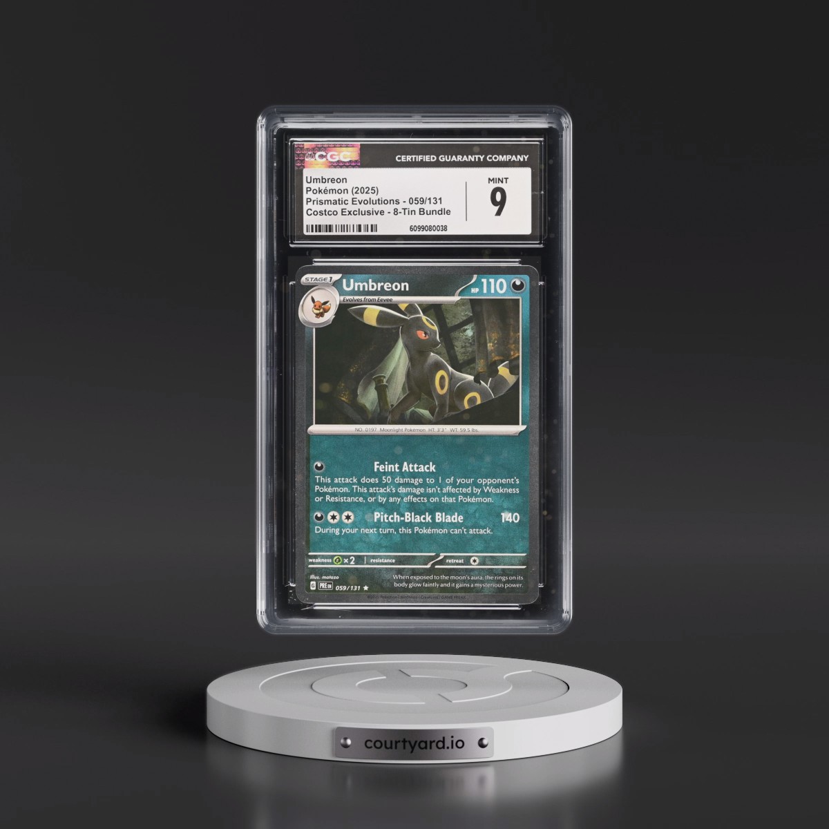 2024 Prismatic Evolutions - PRE EN #059/131 Umbreon - (Cosmos Holo) Costco Exclusive 8-Tin Bundle (CGC 9 MINT)