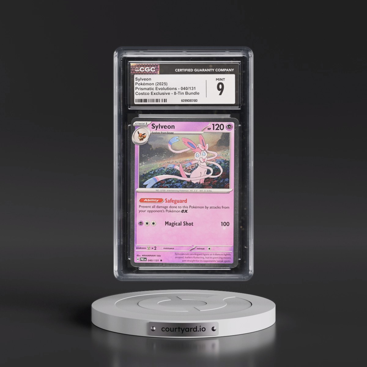 2024 Prismatic Evolutions - PRE EN Sylveon - (Cosmos Holo) Costco Exclusive 8-Tin Bundle #040/131 CGC 9