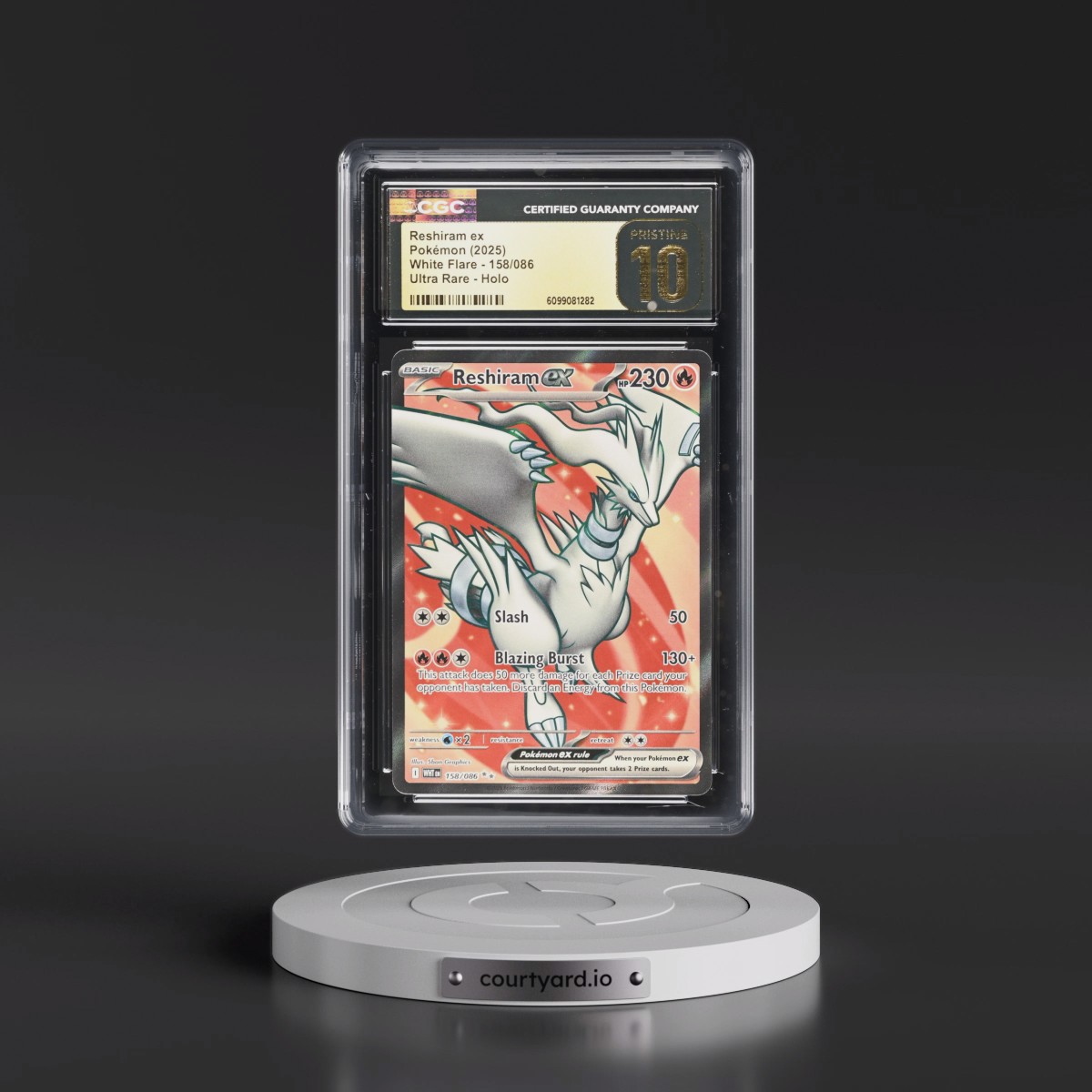2025 White Flare - WHT EN #158/086 Reshiram ex - Ultra Rare Holo (CGC 10 PRISTINE)