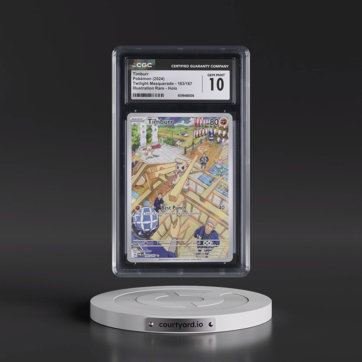 2024 Twilight Masquerade - TWM EN #183/167 Timburr - Illustration Rare Holo (CGC 10 GEM MINT)