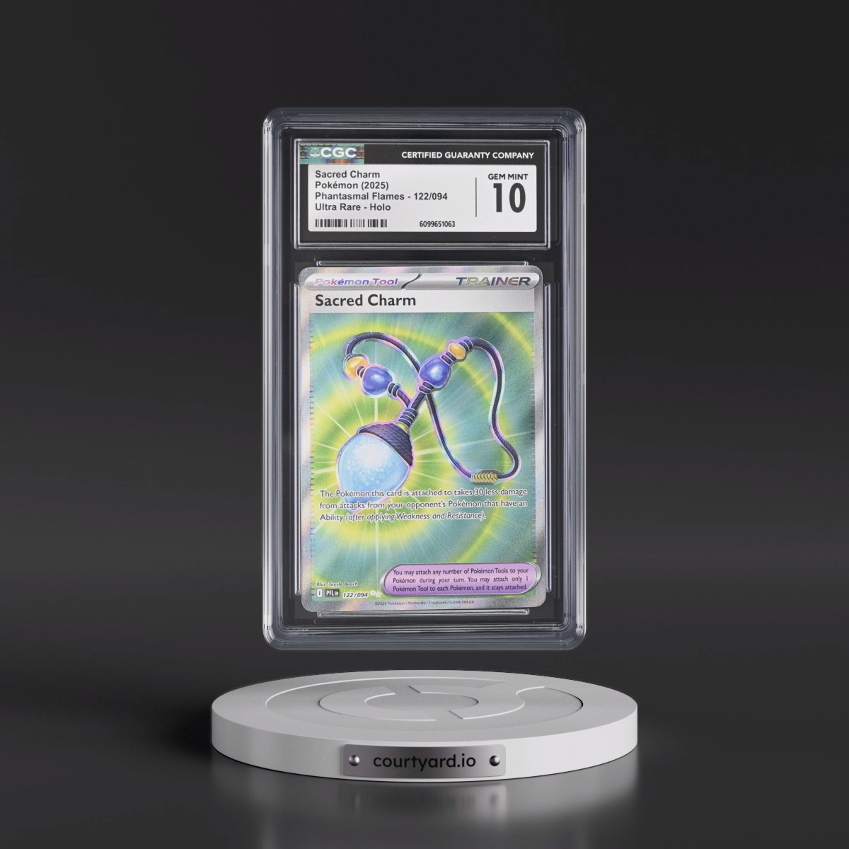 2025 Phantasmal Flames - PFL EN #122/094 Sacred Charm - Ultra Rare Holo (CGC 10 GEM MINT)