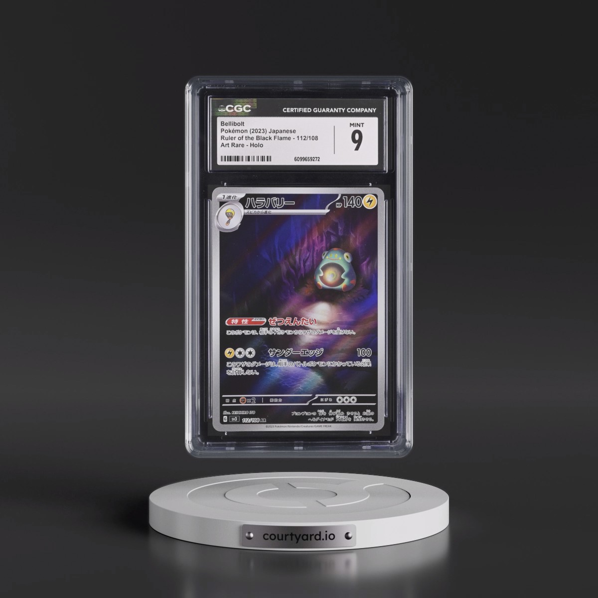 2023 Ruler of the Black Flame #112/108 Bellibolt - Art Rare Holo (CGC 9 MINT)