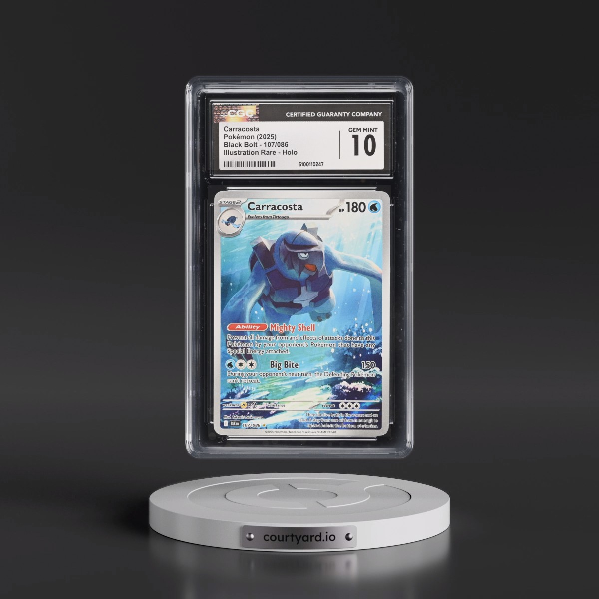 2025 Black Bolt - BLK EN #107/086 Carracosta - Illustration Rare Holo (CGC 10 GEM MINT)