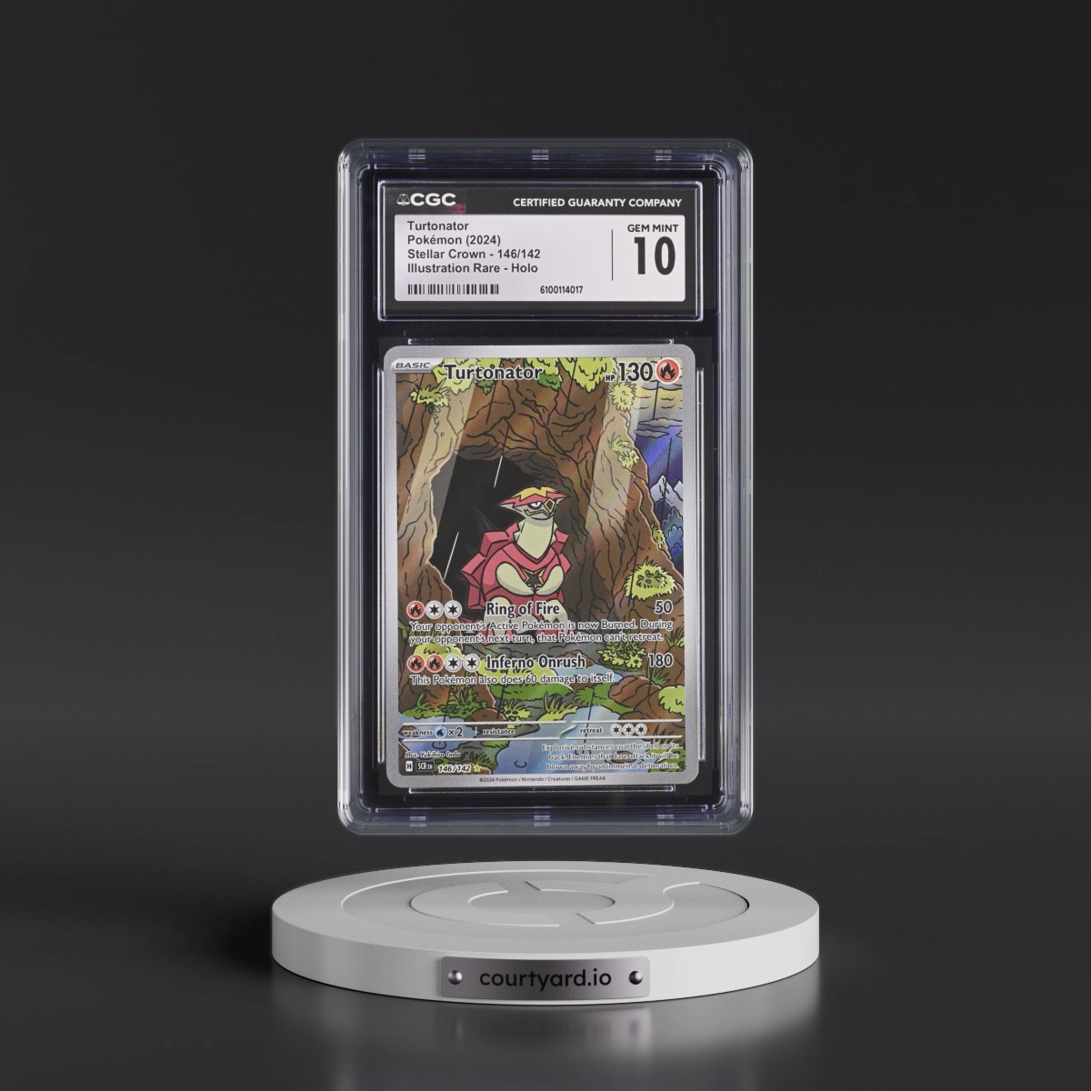 2024 Stellar Crown - SCR EN Turtonator - Illustration Rare Holo #146/142 CGC 10