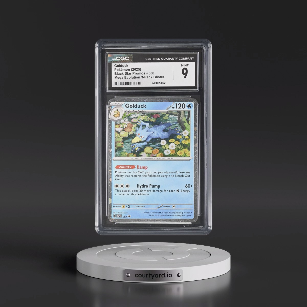2025 Black Star Promos - Mega Evolution MEP EN #008 Golduck - Mega Evolution 3-Pack Blister (Cosmos Holo) (CGC 9 MINT)