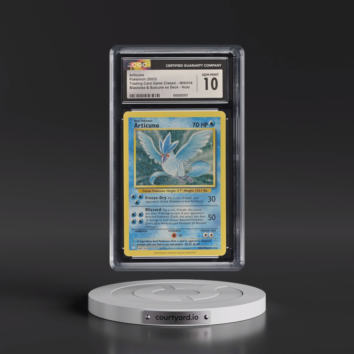2023 Trading Card Game Classic - CLV, CLC, CLB #009/034 Articuno - Blastoise & Suicune ex Deck - CLB Holo (CGC 10 GEM MINT)
