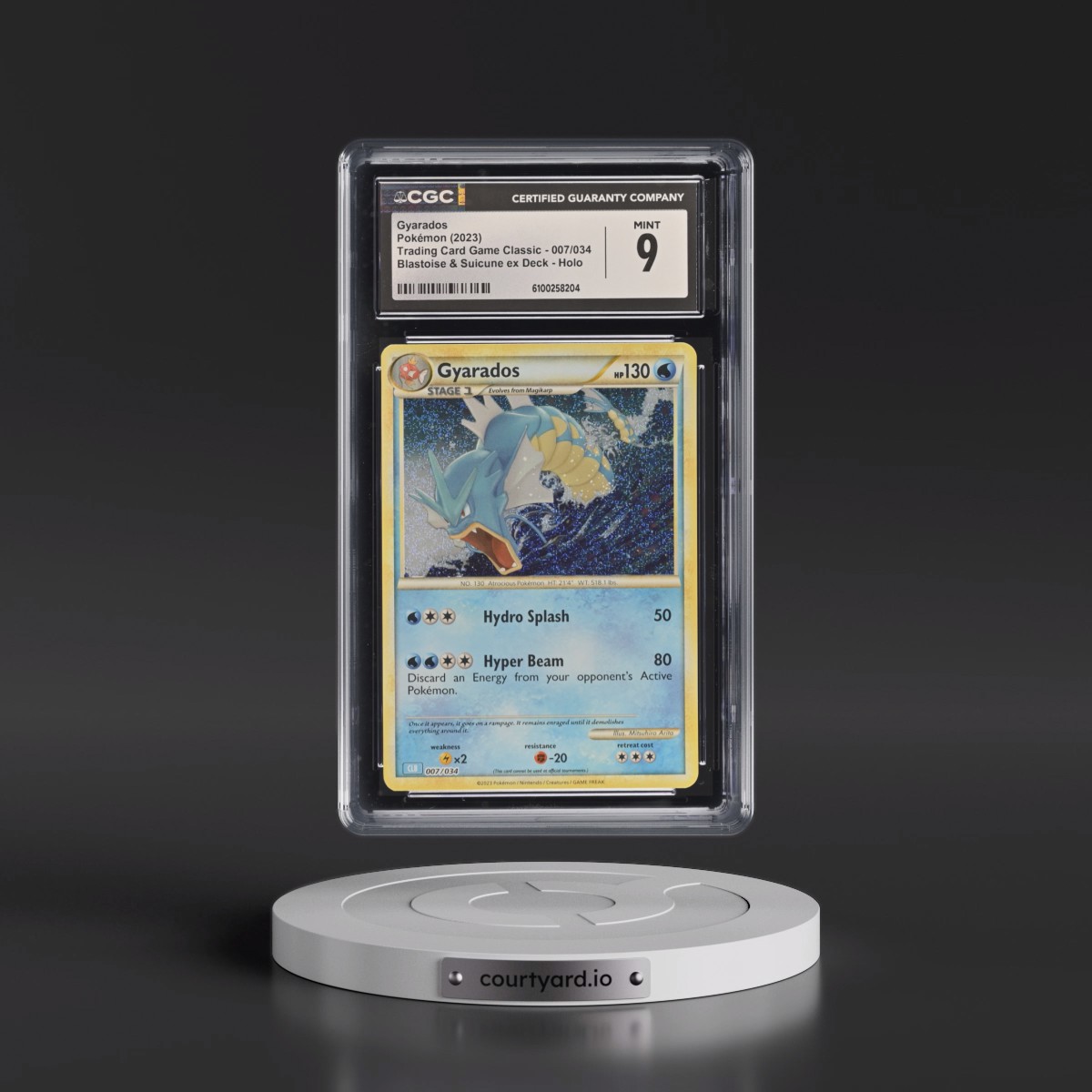 2023 Trading Card Game Classic - CLV, CLC, CLB #007/034 Gyarados - Blastoise & Suicune ex Deck - CLB Holo (CGC 9 MINT)