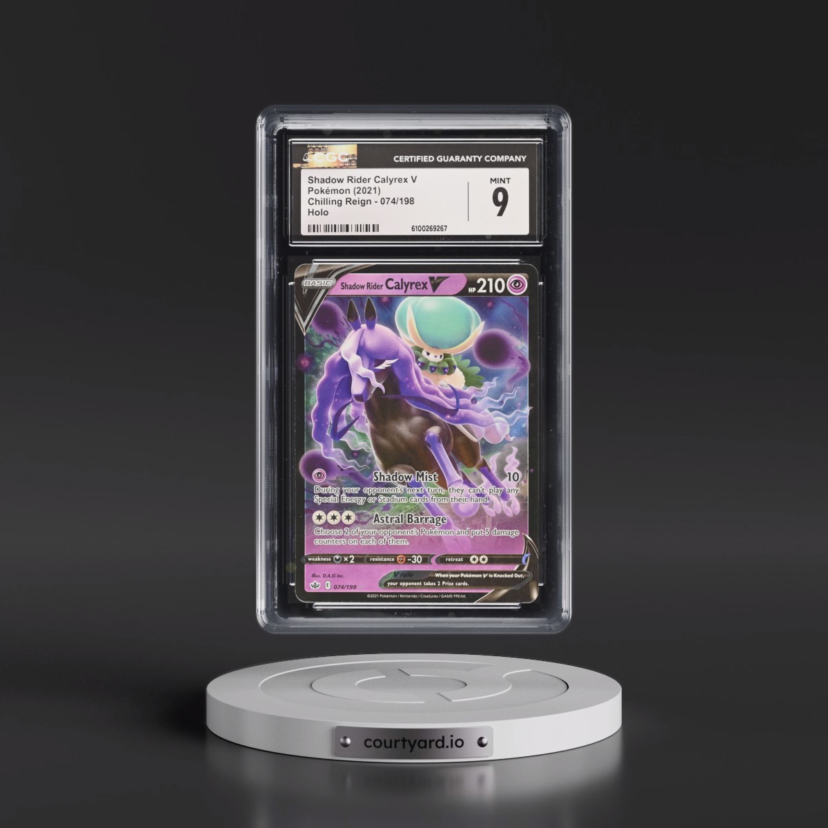 2021 Chilling Reign #074/198 Shadow Rider Calyrex V - Holo (CGC 9 MINT)