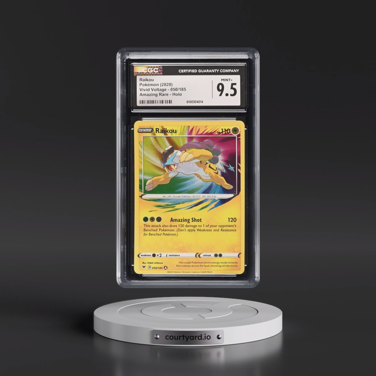 2020 Vivid Voltage #050/185 Raikou - Amazing Rare Holo (CGC 9.5 MINT+)