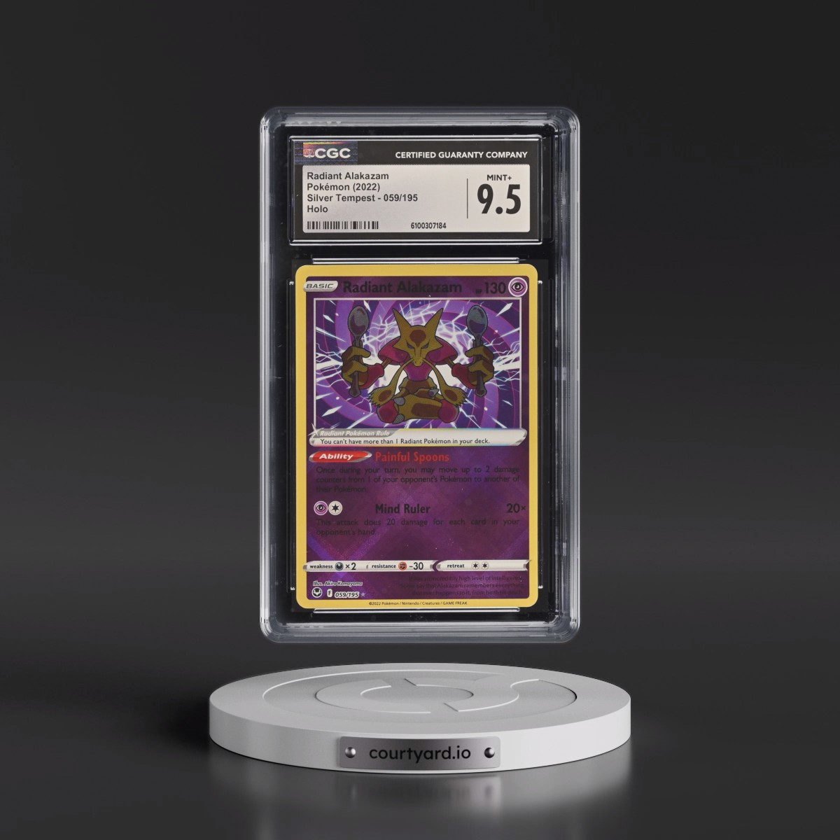 2022 Silver Tempest #059/195 Radiant Alakazam - Holo (CGC 9.5 MINT+)