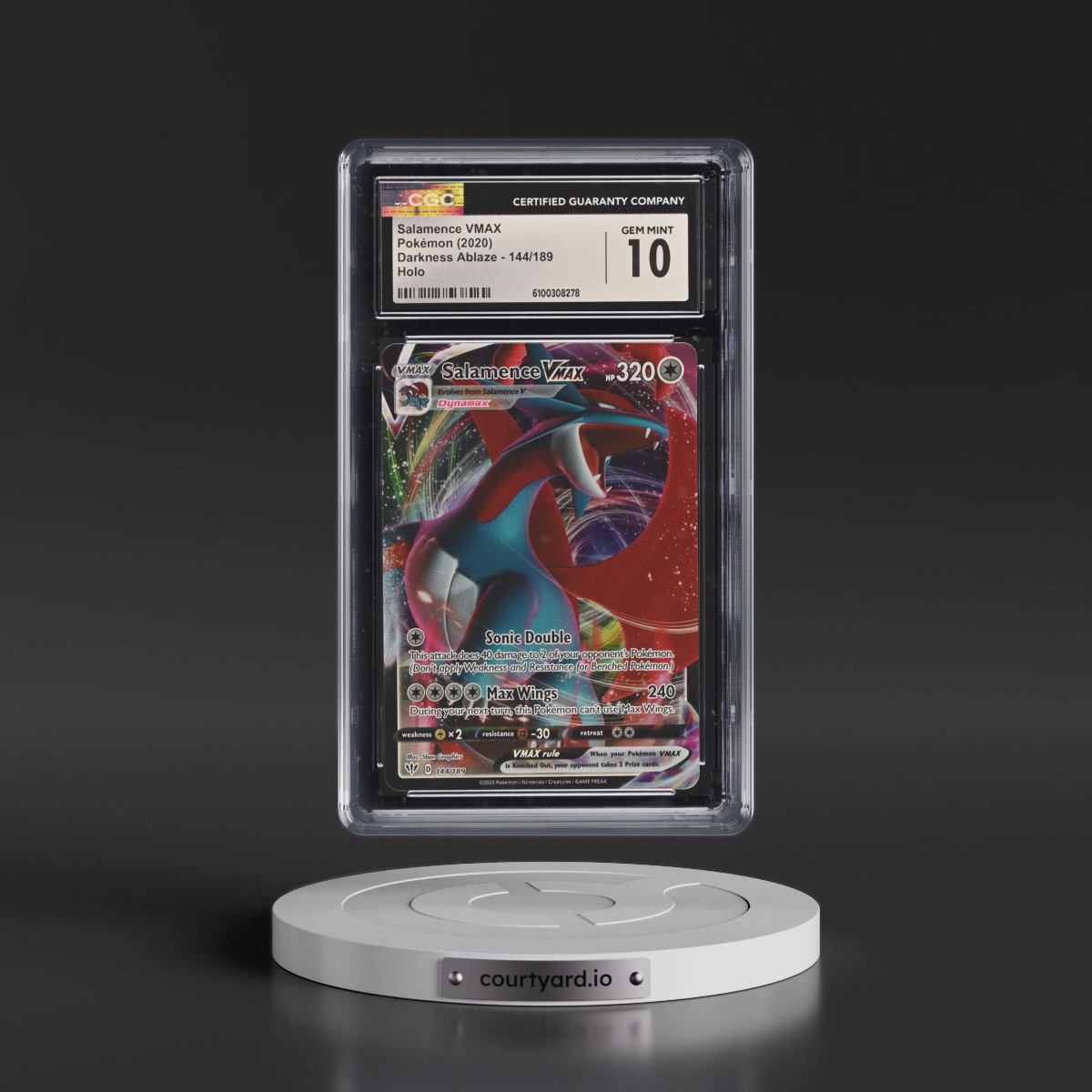 2020 Darkness Ablaze #144/189 Salamence VMAX - Holo (CGC 10 GEM MINT)
