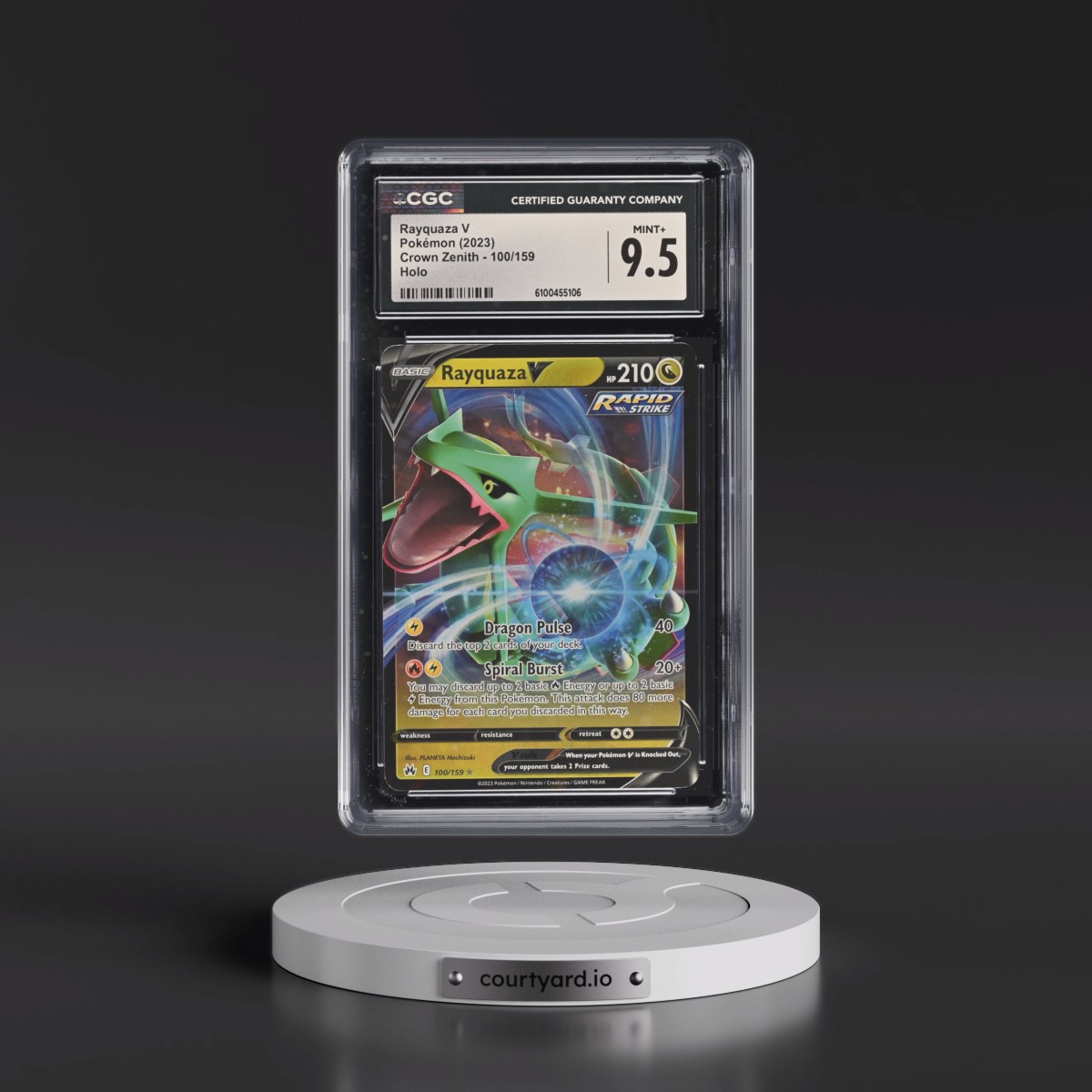 2023 Crown Zenith #100/159 Rayquaza V - Holo (CGC 9.5 MINT+)